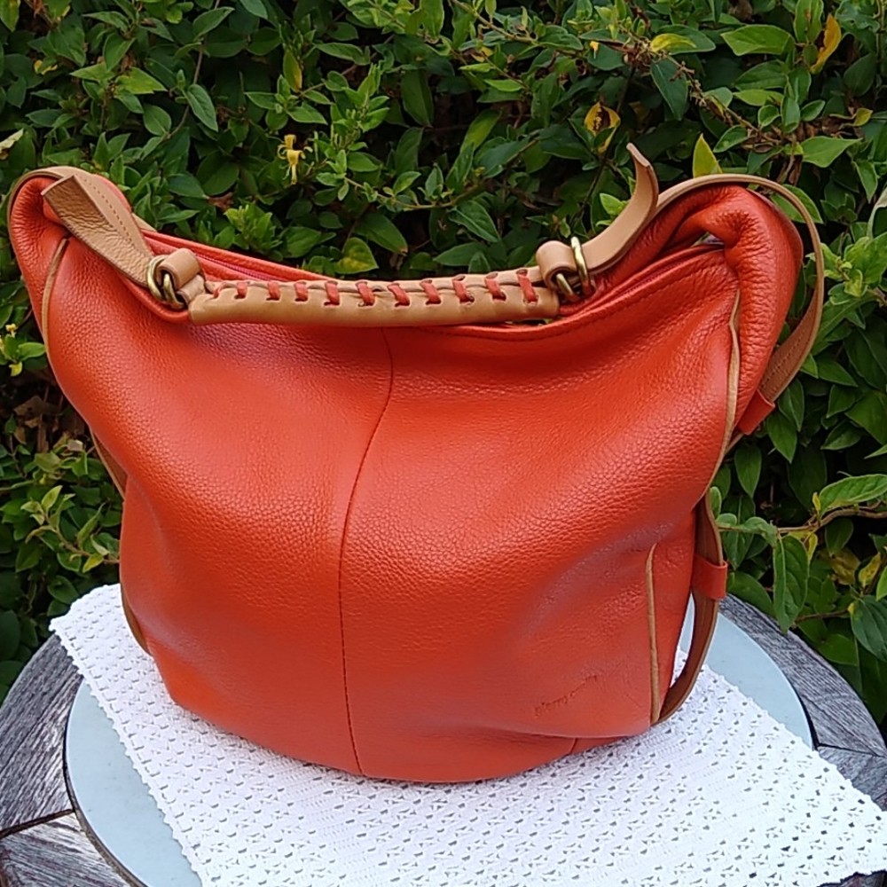 Orange leather hobo Pierre Cardin purse